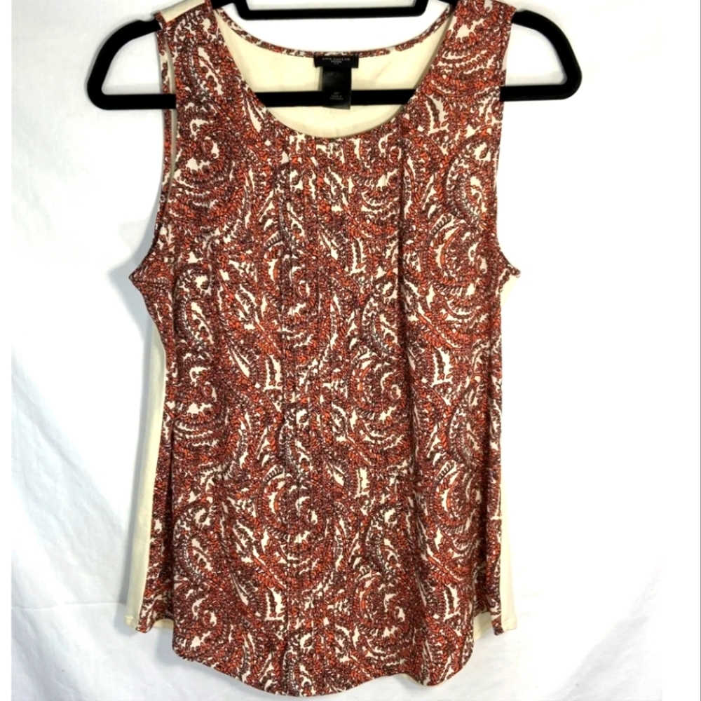 Orange Floral Tank Top Sleeveless Ruched Blouse